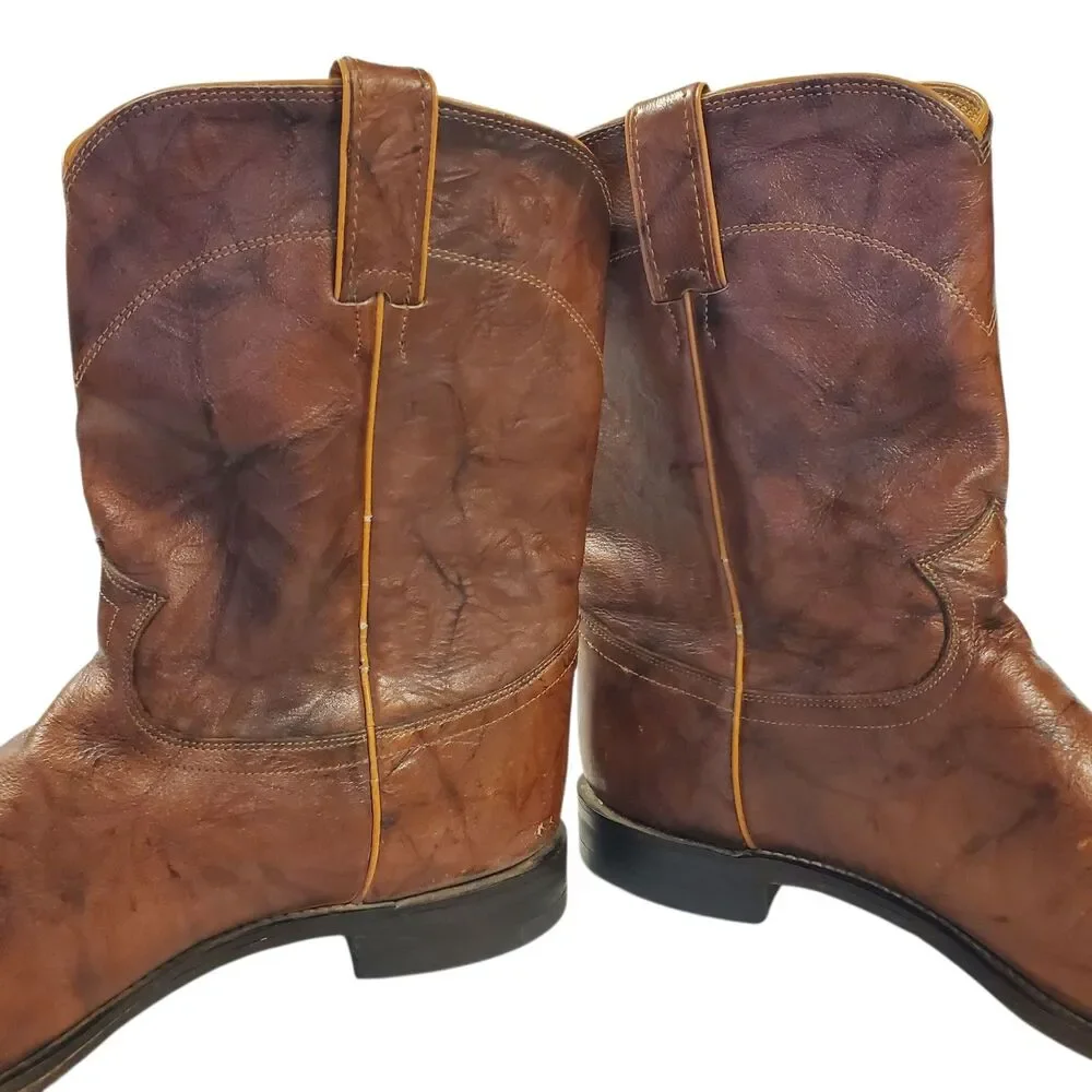 JUSTIN Boots DEERLITE Mens Size 11 Brown Leather Western Cowboy Rodeo 3163